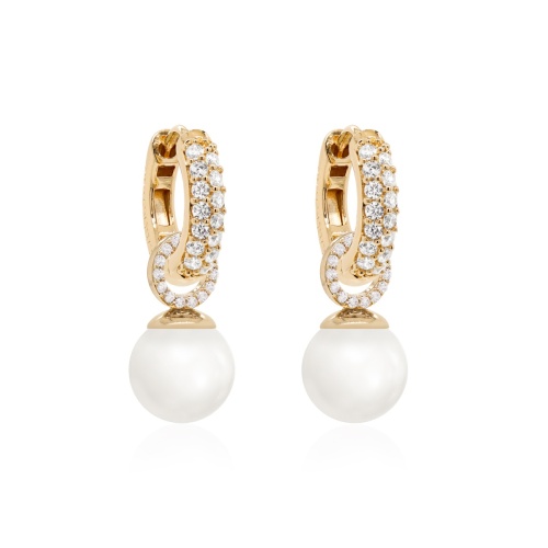Sparkling Pearl earrings 10mm Yellow gold plated