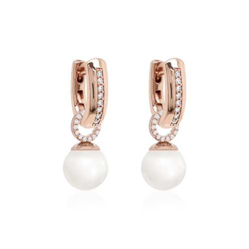 Sparkling Pearl & Elegant Base Earring Set Rose gold-plated