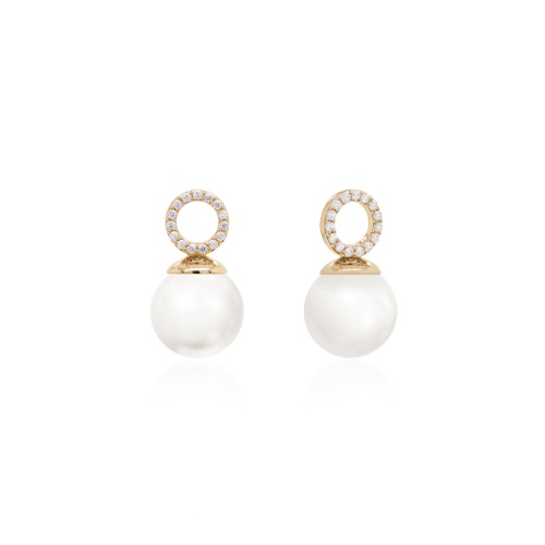 Sparkling Pearl charms 10mm Yellow gold plated
