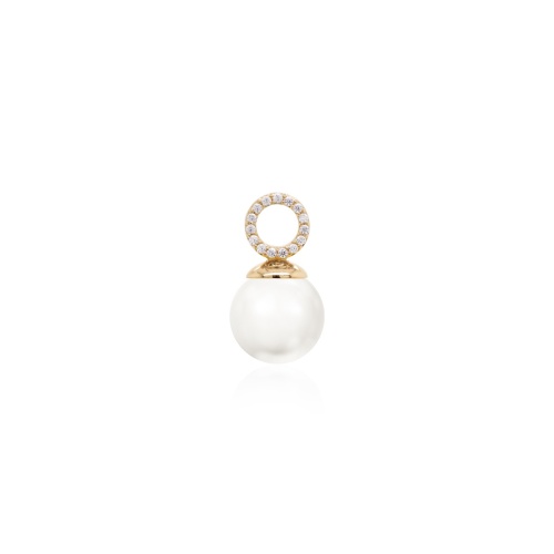 Sparkling White Pearl Charm Yellow gold plated 10mm
