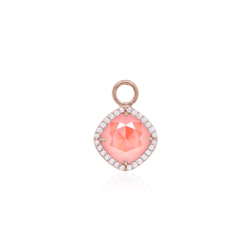 Fancy Stone Necklace Charm Rose gold-plated Light Coral