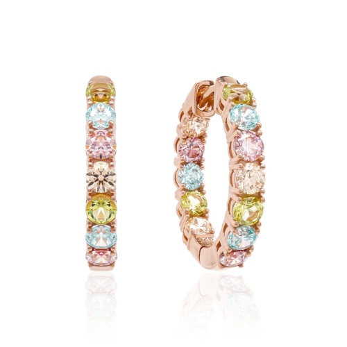 Rainbow Luxury MIX Hoops Rose-gold plated