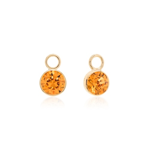 Round Earring Charms Yellow gold-plated Golden Topaz