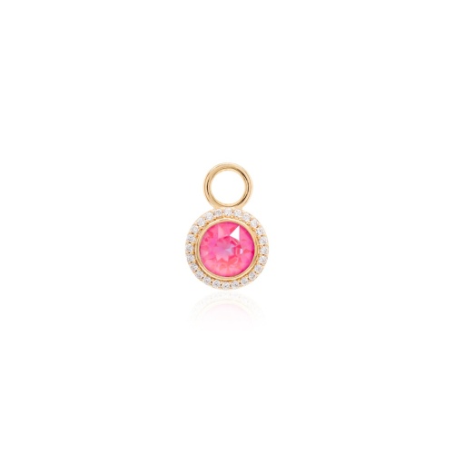 Round Earring Charm Yellow gold-plated Lotus Pink Delite
