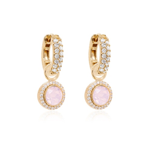 Round Charm Classic Earrings Yellow gold-plated Rose Water Opal