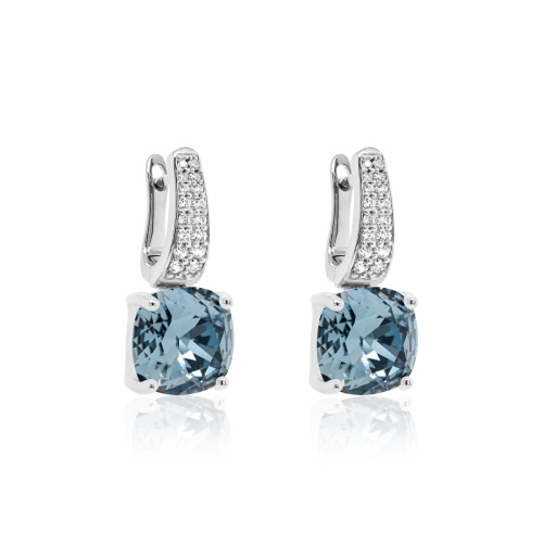 Fancy Stone Earrings Denim Blue Rhodium plated