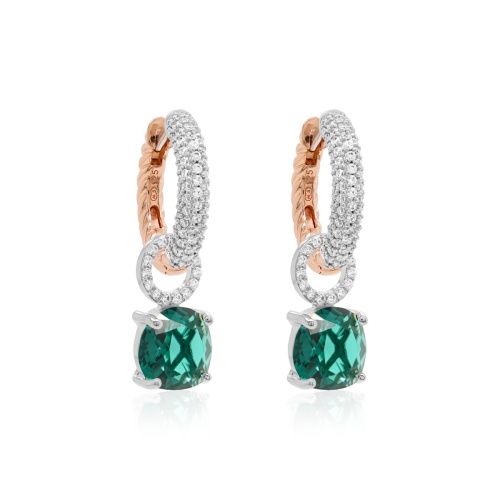 Knotty Two-sided Emerald Ignite charms earring set rhodium plated
