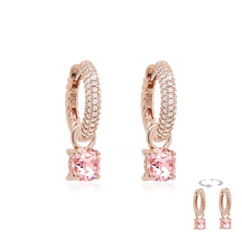 Knotty Two-sided Light Rose Earring set rhodium plated