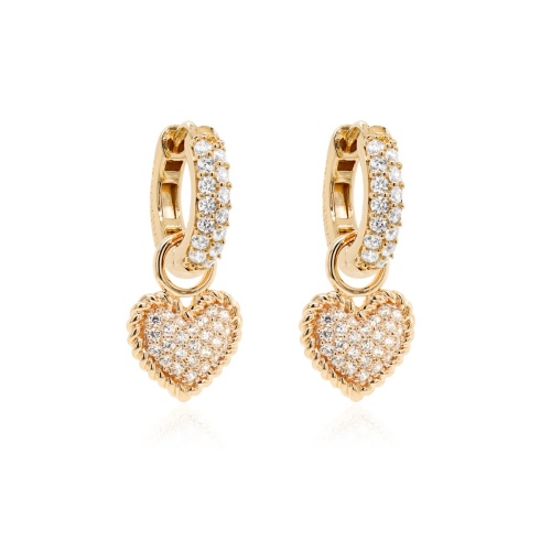 PAVE HEART CHARM EARRINGS YELLOW GOLD-PLATED