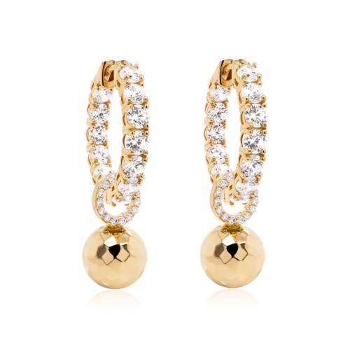Crystal Ball Earring Set Yellow gold-plated