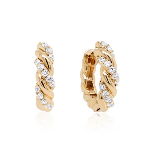 Hoop Earrings Sparkling Knoty Yellow-gold plated