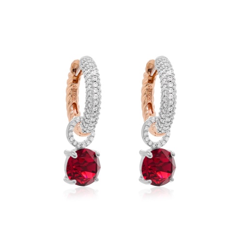 Knotty Two-sided Ruby charms earring set rhodium plated