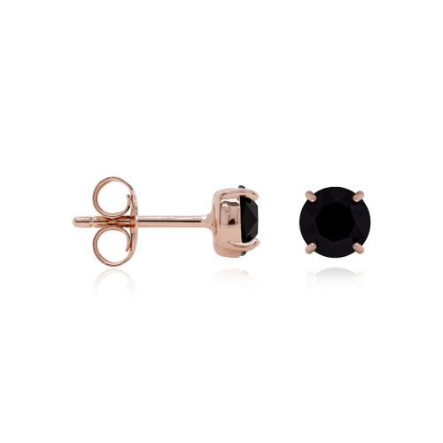 Silver stud earrings Rose gold-plated Jet