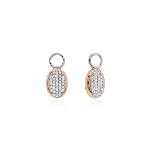 Oval Pavé Earring Charms Rose gold-plated