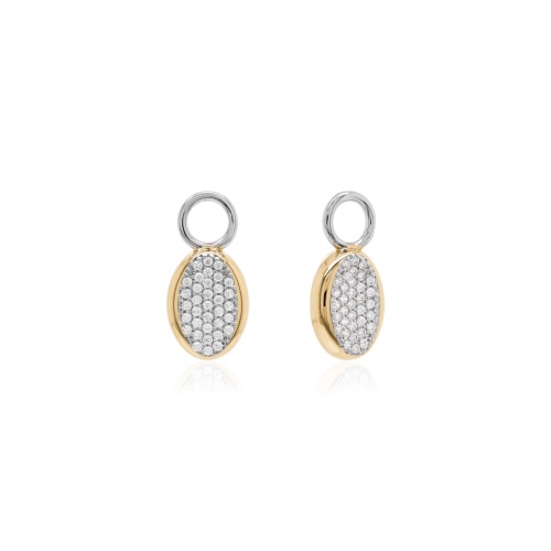 Oval Pavé Earring Charms Yellow gold-plated