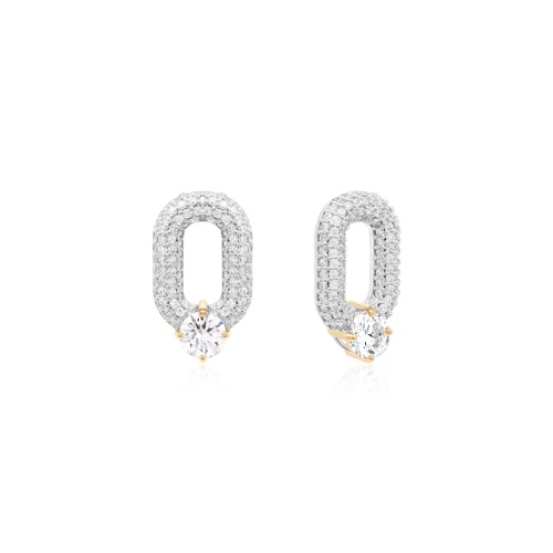 Oval Drop Link Charms Yellow Gold-plated Crystal