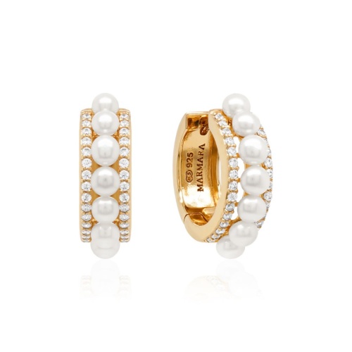Freshwater Pearl Majestic Earrings Yellow gold-plated