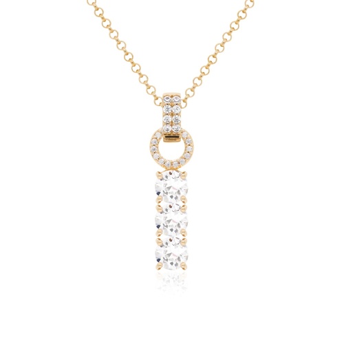 Tennis Trio Necklace Set Yellow gold-plated Crystal
