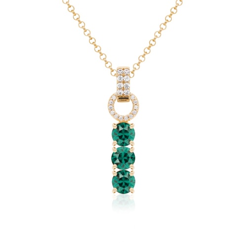 Tennis Trio Necklace Set Yellow gold-plated Emerald