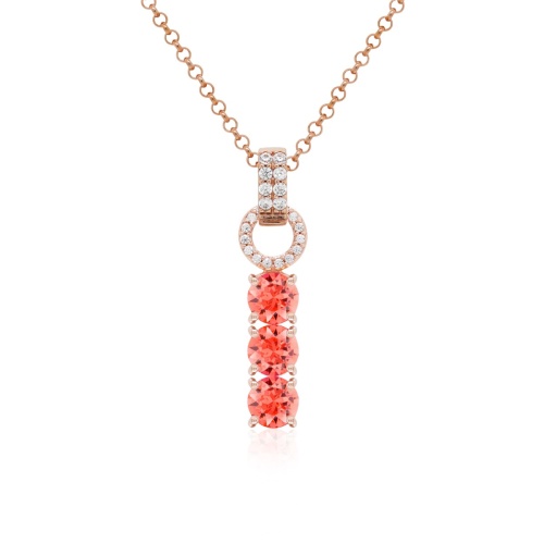 Tennis Trio Necklace Set Rose gold-plated Padparadcha