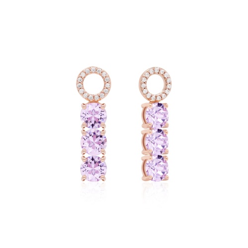 Tennis Trio Earring Charms Rose gold-plated Violet