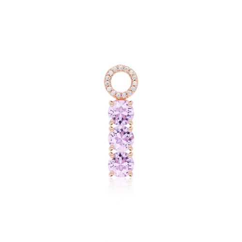 Tennis Single Charm Rose gold-plated Violet