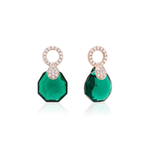 Pear Drop Earring charms Emerald Rose goldplated