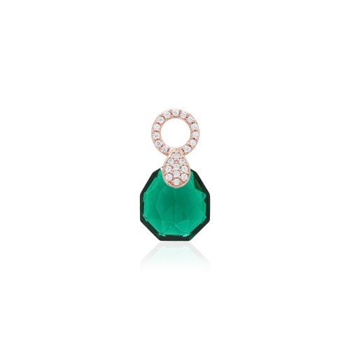 Pear Drop Necklace charm Emerald Rose goldplated