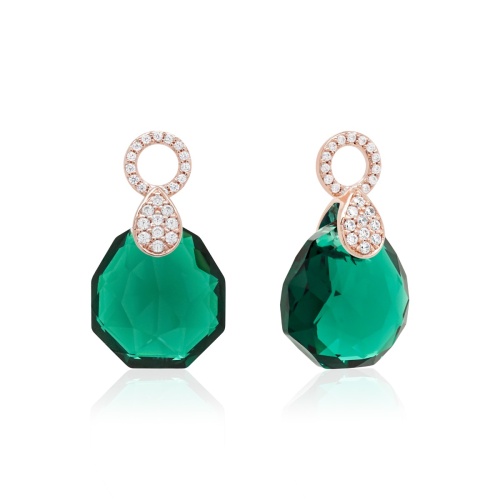 Large Pear Drop Earring charms Emerald Rose Goldplated