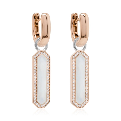 Link Mother Of Pearl Earring Set Rose gold plated