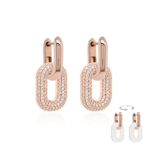 Two-sided Sparkling MOP Link Set Rose gold-plated