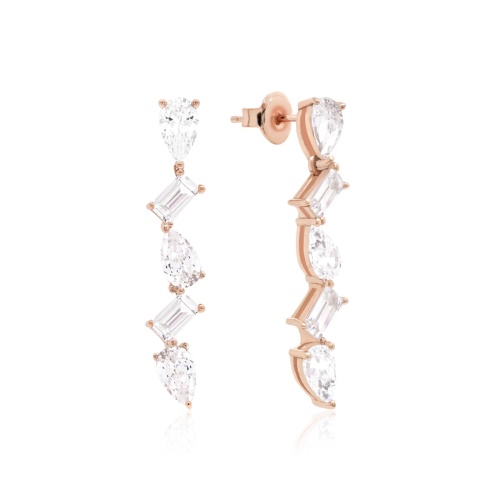 Small Pear Baguette Drop  Earrings Rose-gold plated
