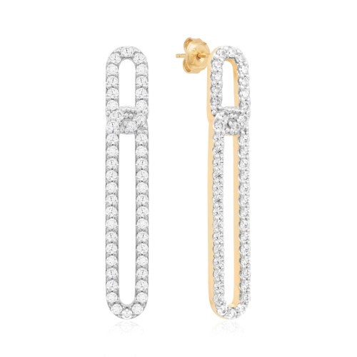 Flat Drop Link Earrings Yellow-gold plated
