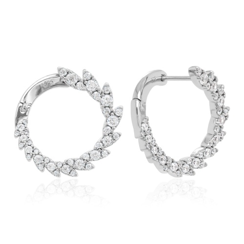 Crystal Front-to-back Hop Earrings Rhodium plated
