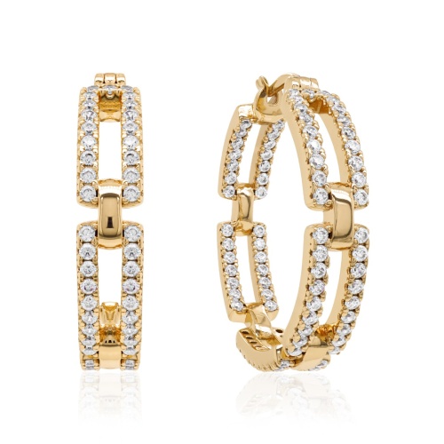 Chain Link Hoop Earrings Yellow gold-plated