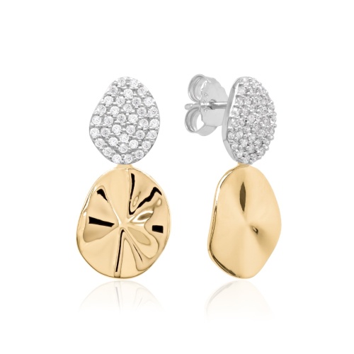 Gilded Shine Oval Stud Earrings Rhodium/Yellow gold plated