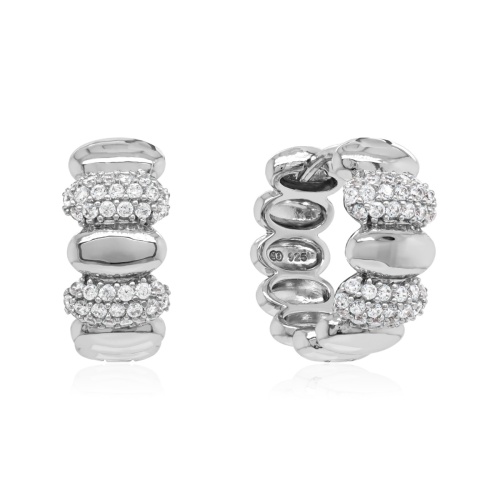 Chubby Bubbly Huggie Earrings Rhodium plated