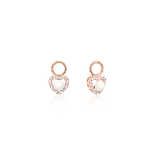 Petité Heart&Freshwater Pearl Charms Rose gold plated