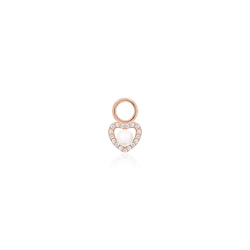 Petité Heart&Freshwater Pearl  Single Charm Rose gold plated