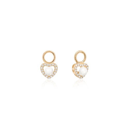Petité Heart&Freshwater Pearl Charms Yellow gold plated