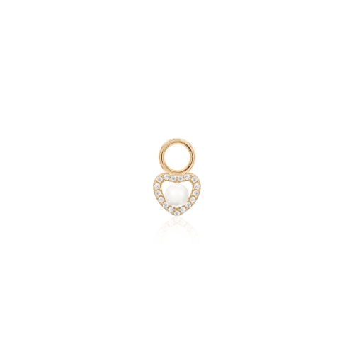 Petité Heart&Freshwater Pearl  Single Charm Yellow gold plated