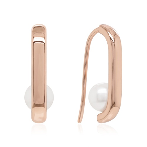 Link Drop Freshwater Pearl Earrings Rose Gold-plated