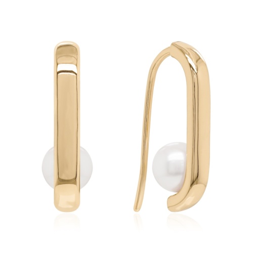 Link Drop Freshwater Pearl Earrings Yellow Gold-plated
