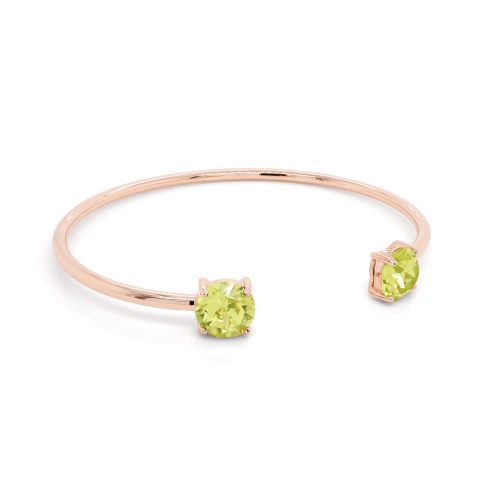 Round Stone Bangle Bracelet Rose gold-plated Citrus Green