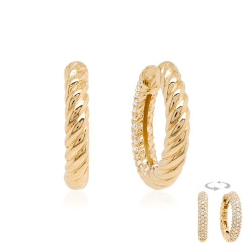 Knotty Two-sided Base earrings Yellow gold plated