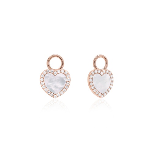 MOP Heart Earring Charms Rose gold-plated