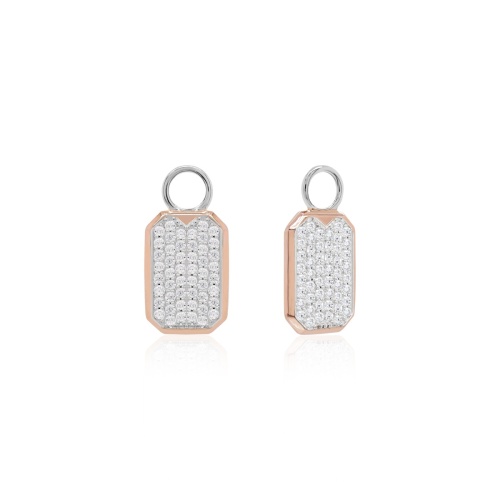 Pavé Tag Charms Rhodium/Rose gold plated
