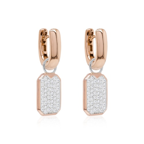 Pavé Tag Earring set Rhodium/Rose gold plated