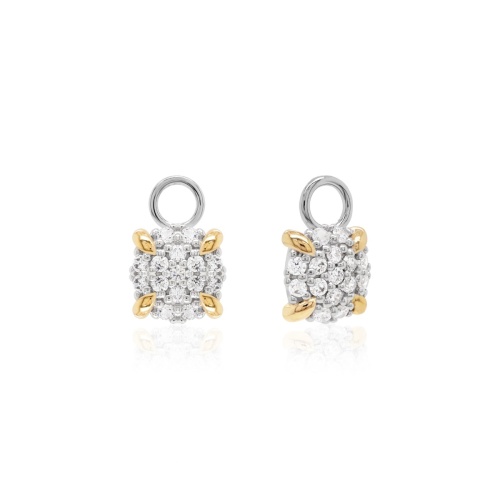 Pavé Cushion Earring Charms Yellow Goldplated Prongs
