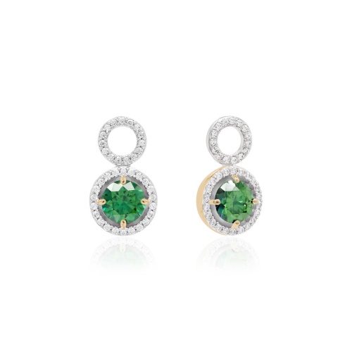 Pure Brilliance Earring Charms Yellow Gold-plated Prongs Fancy Green